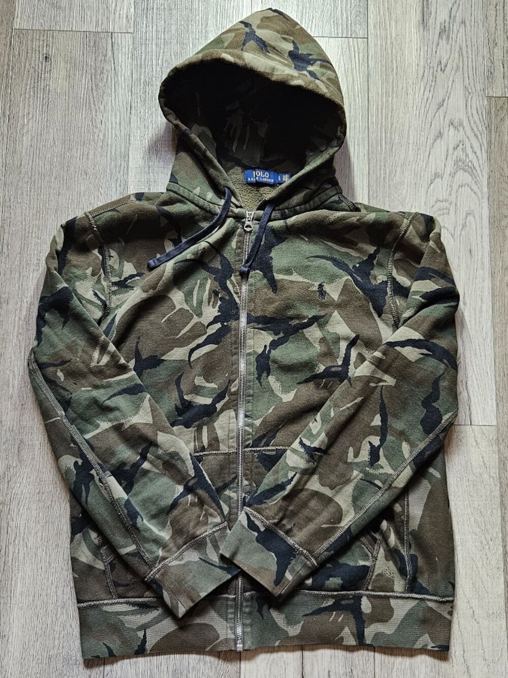 Polo Ralph Lauren Camo Full Zip Hoodie Mens Large Camouflage Pony Logo Fleece L